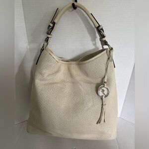 VARRIALE slouch hobo cream perforated leather